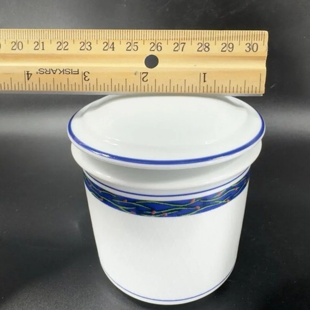 Dansk New Scandia‎ Porcelain Trellis Floral Sugar And Creamer Blue White Set 2